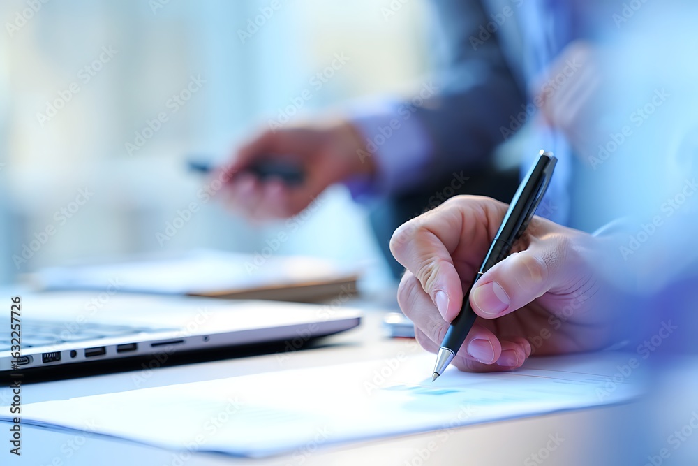 Fototapeta premium Professional executive writing on a document in a business meeting