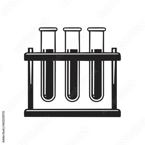 Laboratory glasswares containing liquid for chemistry or medical experiment, drawing line style for scientific research