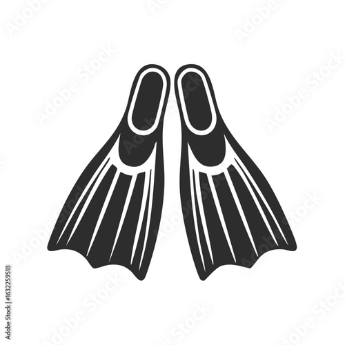 Pair of Flippers Underwater Diving Equipment Snorkeling Gear Icons