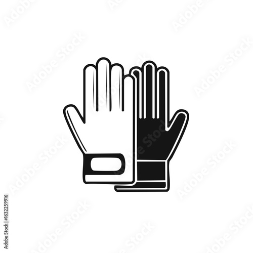 Protective Work Gloves Icon Illustration Black and White
