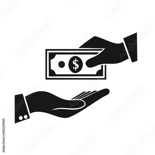 Money Exchange Business Concept Hand Giving Banknote Vector Illustration