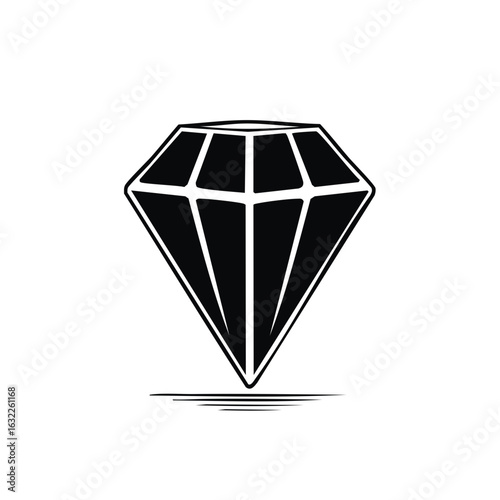Elegant black outline diamond illustration on white background, clean and simple
