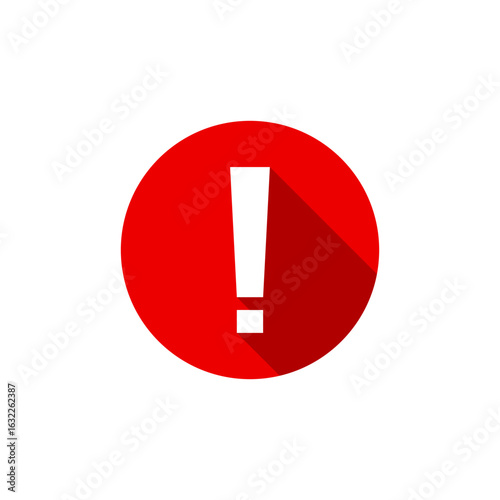 Warning and alert icon with long shadow. Caution and attention symbol