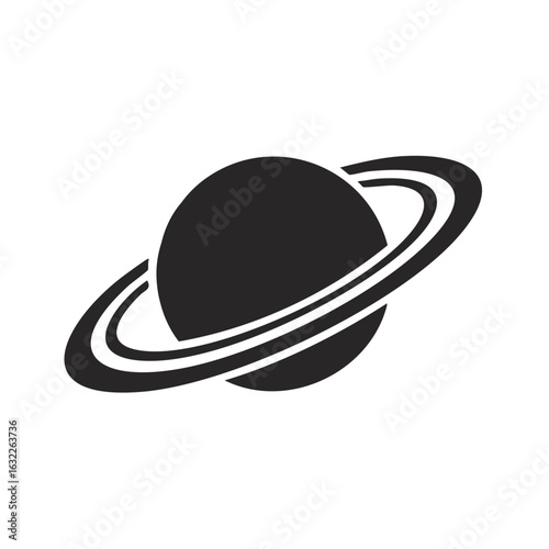 Planet Saturn Icon, Space Symbol, Vector Illustration