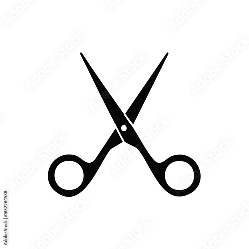 Open Scissors Silhouette on White Background: Precision Cutters Tool Symbol