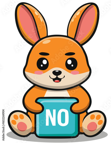 알파벳 글자판을 들고 있는 YES 토끼 NO 토끼;