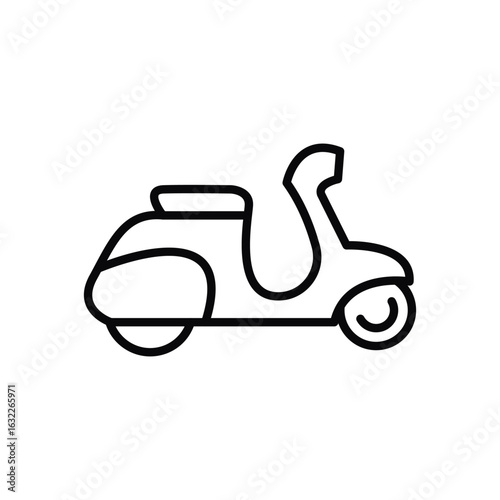 Black scooter icon in outline style, perfect for delivery, transport, or urban mobility themes.