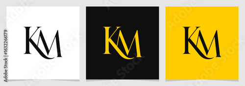 Foto KM Initial Logo Abstract Vector Illustration , Letter Logo Element for Brand Com