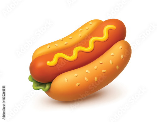 Hot Dog 3d vector Icon