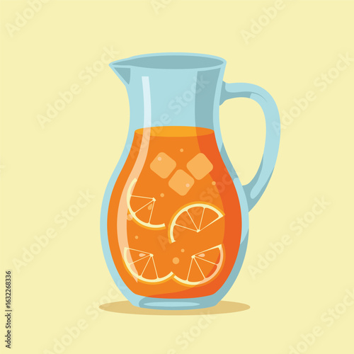 Orange lemon juice in a glass decanter