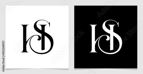 HS Initial Logo Monogram Vector Illustration , Letter Logo Element for Brand Company or Identity