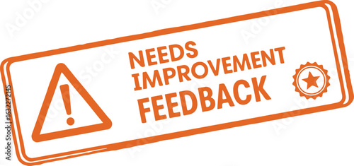 Orange Needs Improvement Feedback Stamp on White Background