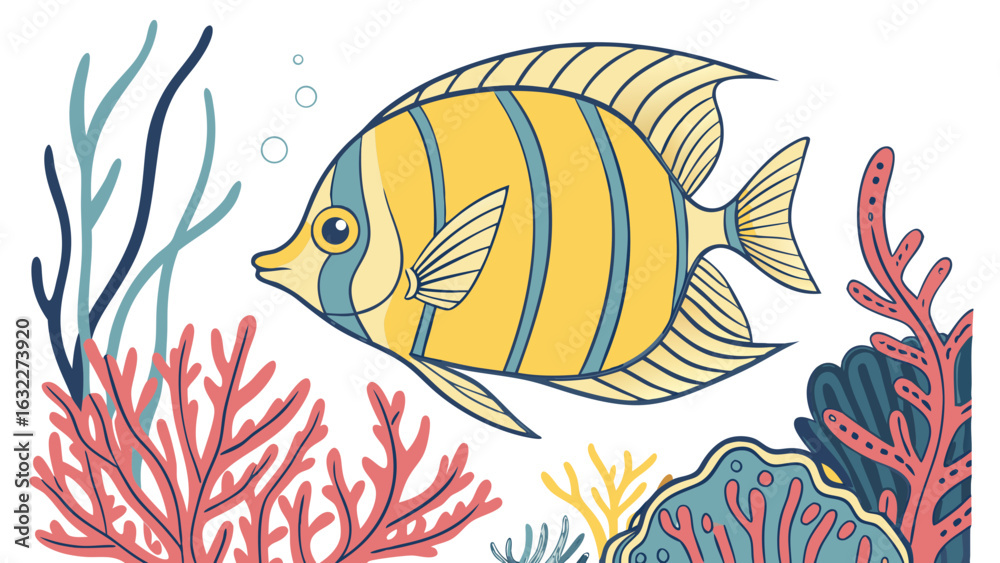 Naklejka premium Tropical Fish Marine Life Vector Illustration