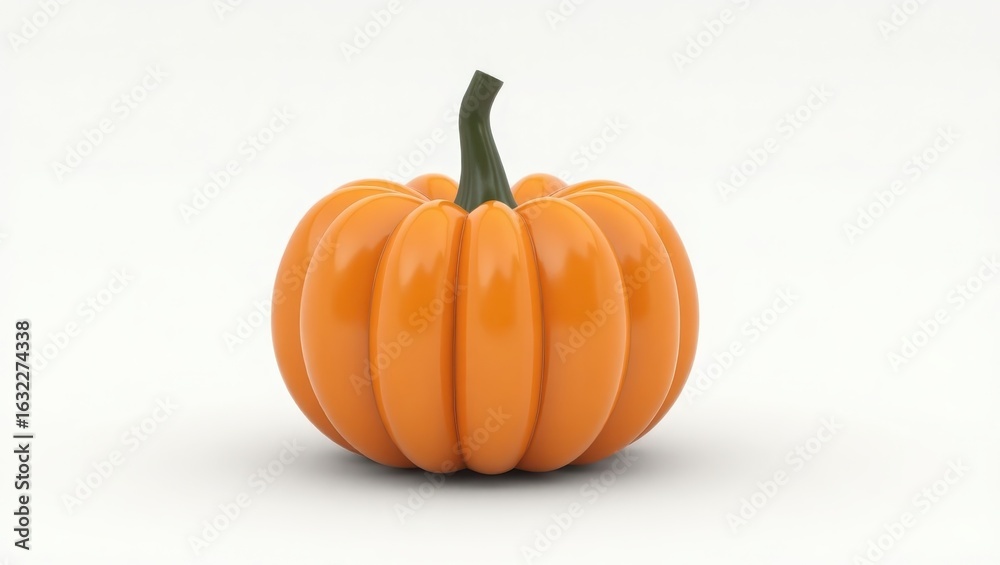 Obraz premium Single, bright orange pumpkin on white background.