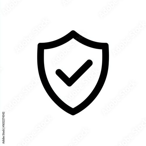 A simple black outline shield icon with a checkmark