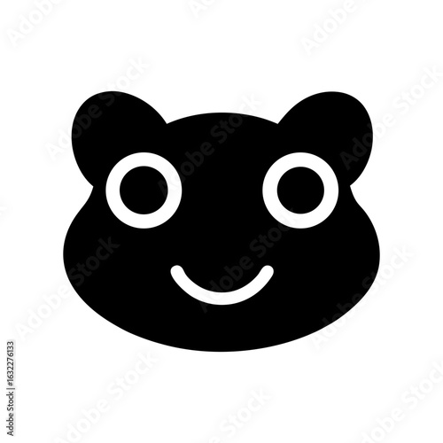 Frog head silhouette on white background for amphibian mascot or wildlife branding