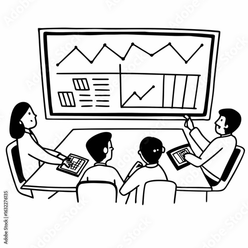 Dynamic team strategizes business growth during collaborative meeting presentation