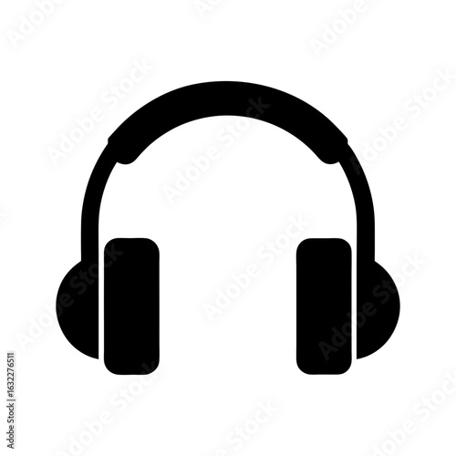 Minimalist headphones icon in clean silhouette style for tech or audio brand visuals
