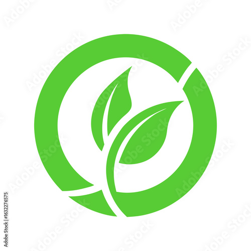 Eco energy icon enclosed in modern circular leaf shape for green technology themes
