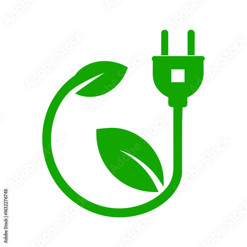 Renewable energy symbol with eco plug and green design for clean technology visuals