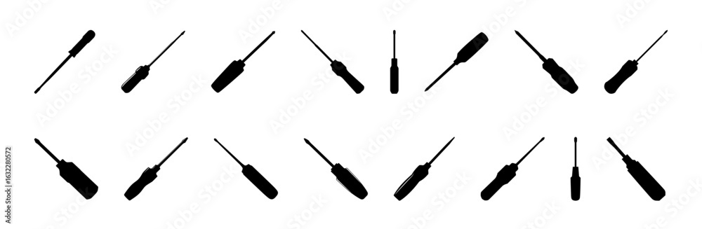 Obraz premium Screwdriver silhouettes work metal tool