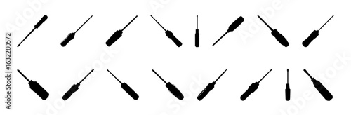 Screwdriver silhouettes work metal tool