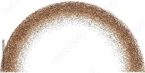 A semi-circle of tiny, brown particles radiating outwards