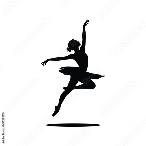 Elegant silhouette of a ballerina in mid leap