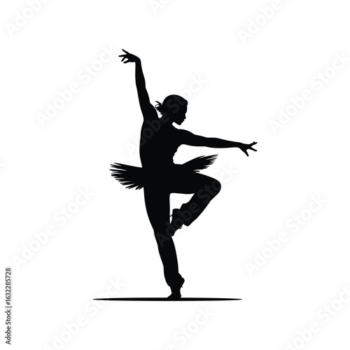Silhouette of a graceful ballerina in a dynamic pose