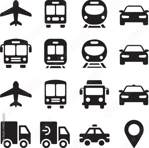 transport icons set