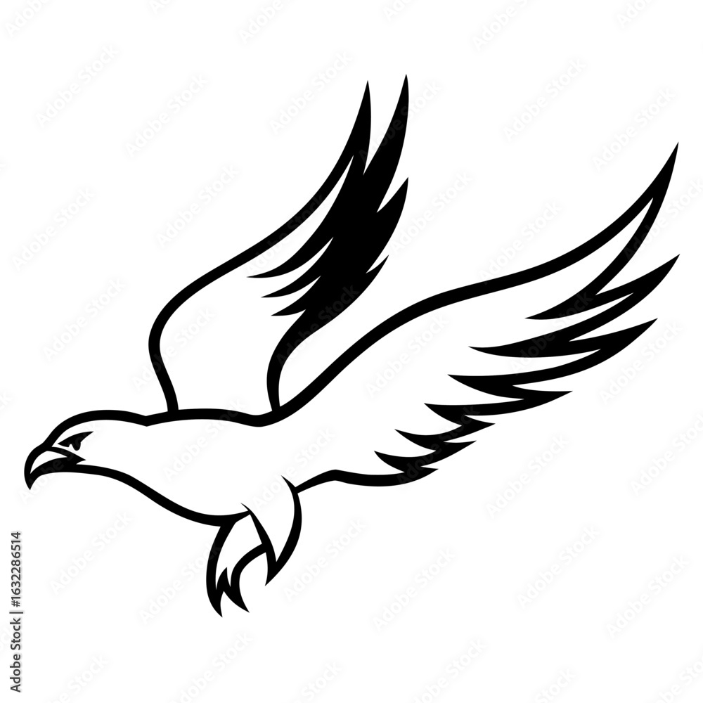 Fototapeta premium Dynamic bird vector illustration of a soaring hawk or eagle in flight