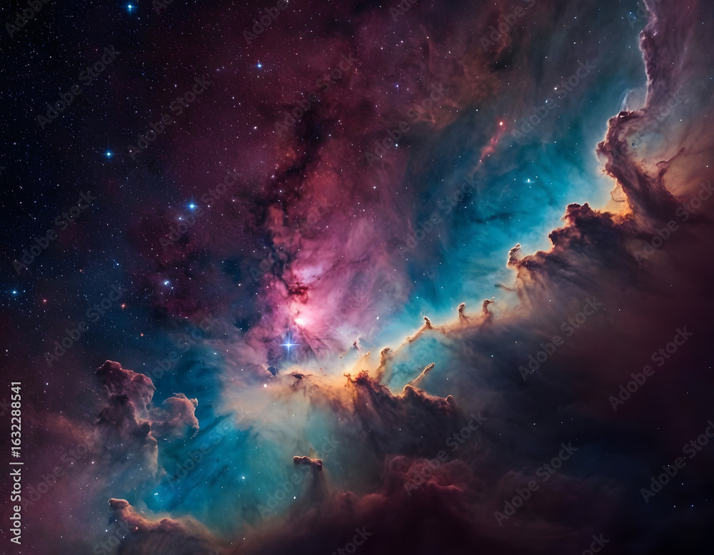 Fototapeta premium Glowing neon gradient background with dynamic abstract shapes.