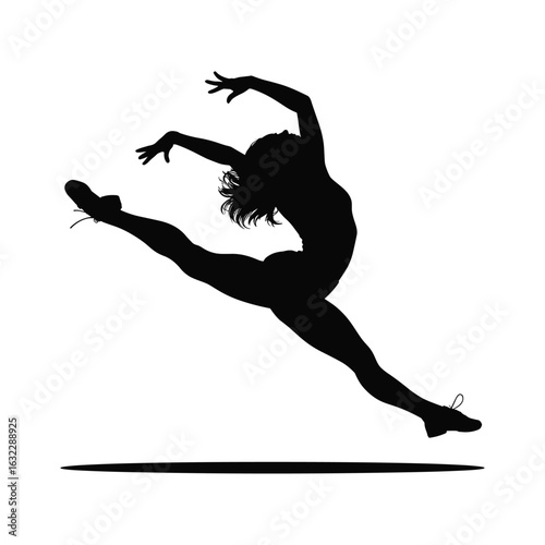Graceful silhouette of a dancer in mid leap