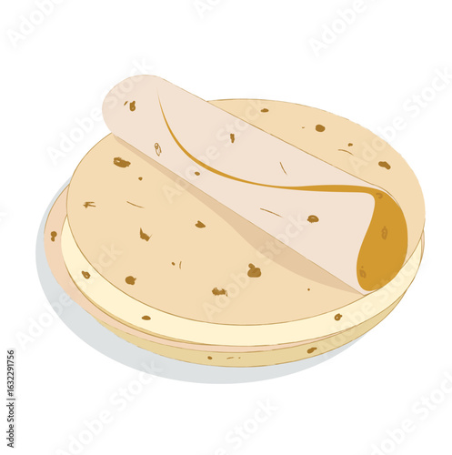 Traditional Chapati Tortillas. Indian Canai