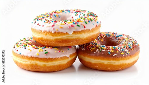 Wallpaper Mural "Stack of three donuts with pink, white, and chocolate icing, topped with colorful sprinkles Torontodigital.ca