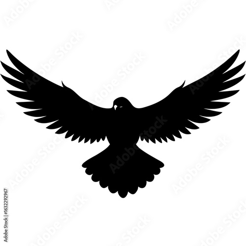 A powerful bird of prey vector silhouette with majestic spread wings
