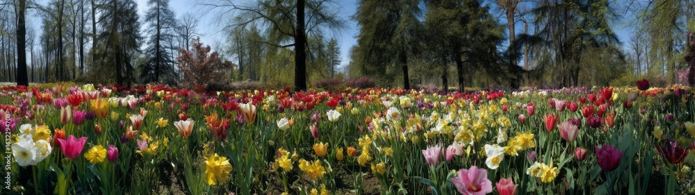 Vibrant tulip festival nature park hdr panorama Vibrant tulip festival nature park hdr panorama