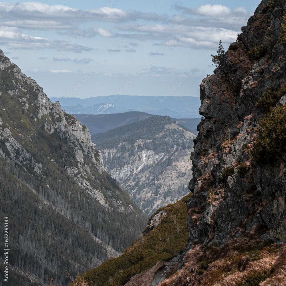 Fototapeta premium Scenic Overlook of Roztoka Valley, Tatra National Park