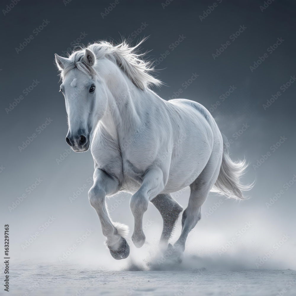 Naklejka premium Majestic white horse in motion