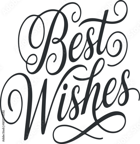 Best Wishes elegant script lettering calligraphy
