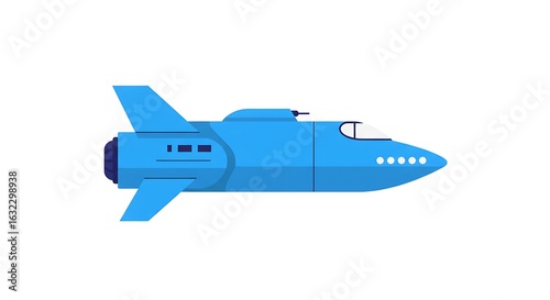 Stylized Blue Rocket Illustration Space Exploration Concept