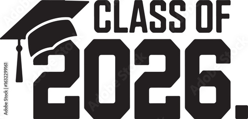 Graduation Cap And Class Year Typography tassel