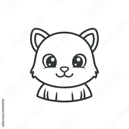 Adorable cat head icon. Cute animal mascot for a children's product, pet shop, or vet clinic. Kawaii vector illustration.