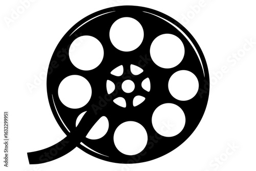 vintage film reel silhouette vector illustration, old film reel black symbol, classic film reel isolated