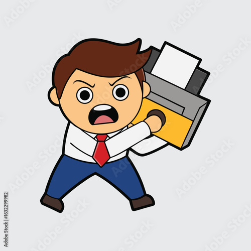 set of funny cartoon manager