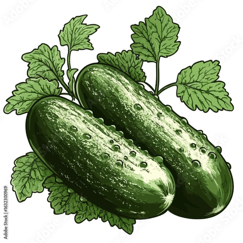 cucumber with leaves