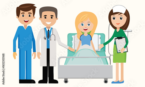 "Blood Donation Process Illustration – Happy Donors, Doctors & Nurses"