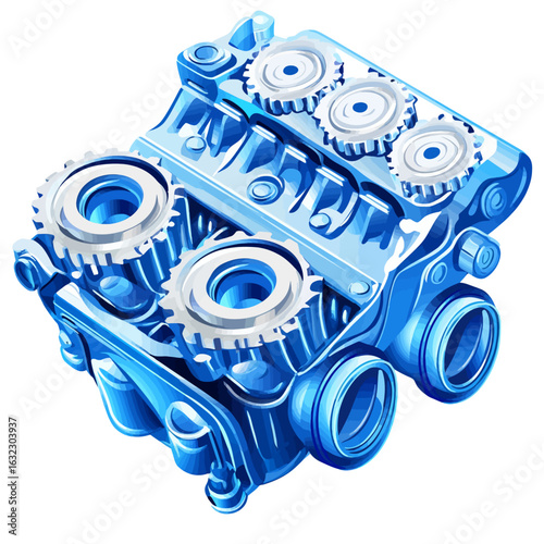 Vector cylinder head isolated 
