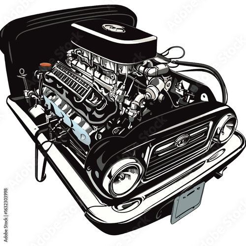 Vector cylinder head on white 