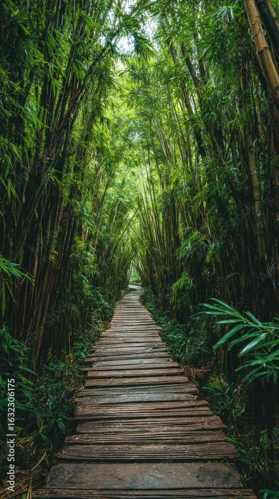 Obraz premium Lush bamboo forest path